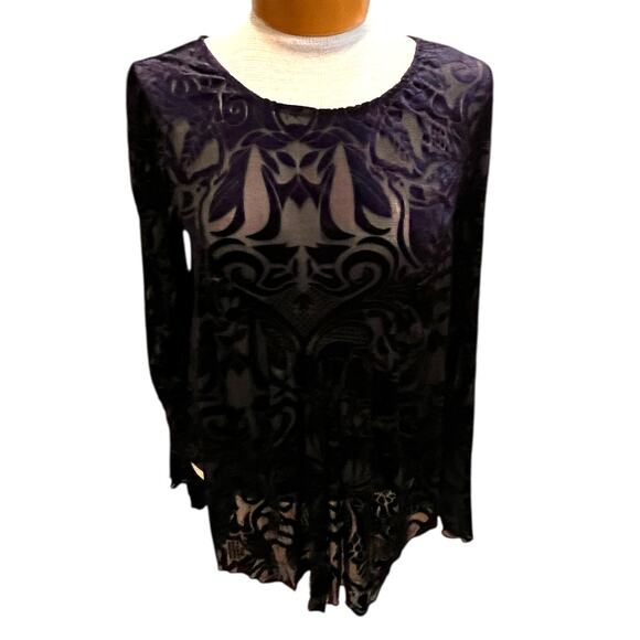 Ultra Pink Tops - Ultra Pink Womens Blouse Velour Sheer Witchy Goth Blue Size Medium